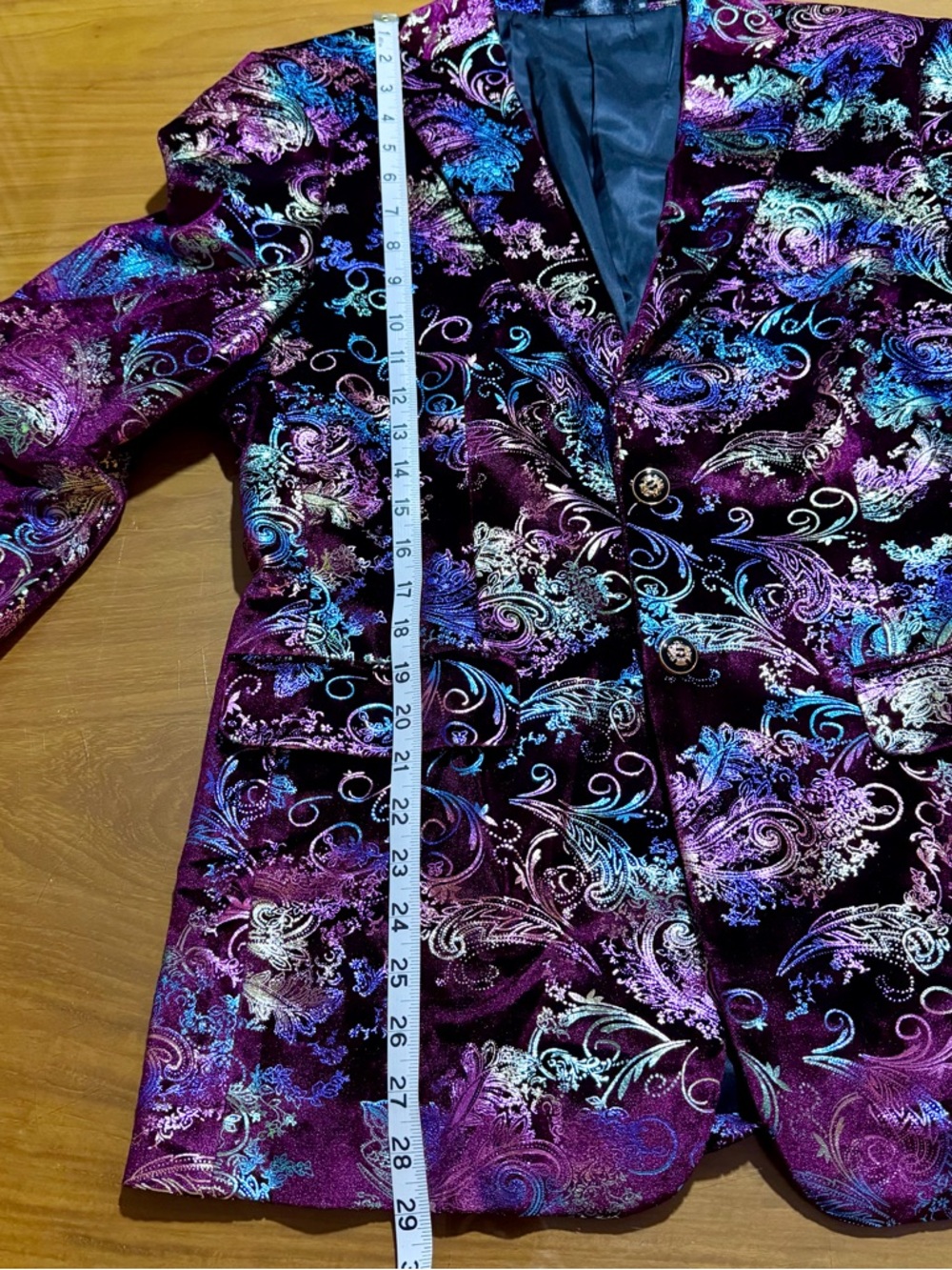 Mens Velvet Iridescent Paisley Blazer in Deep Purple - Picture 6 of 8